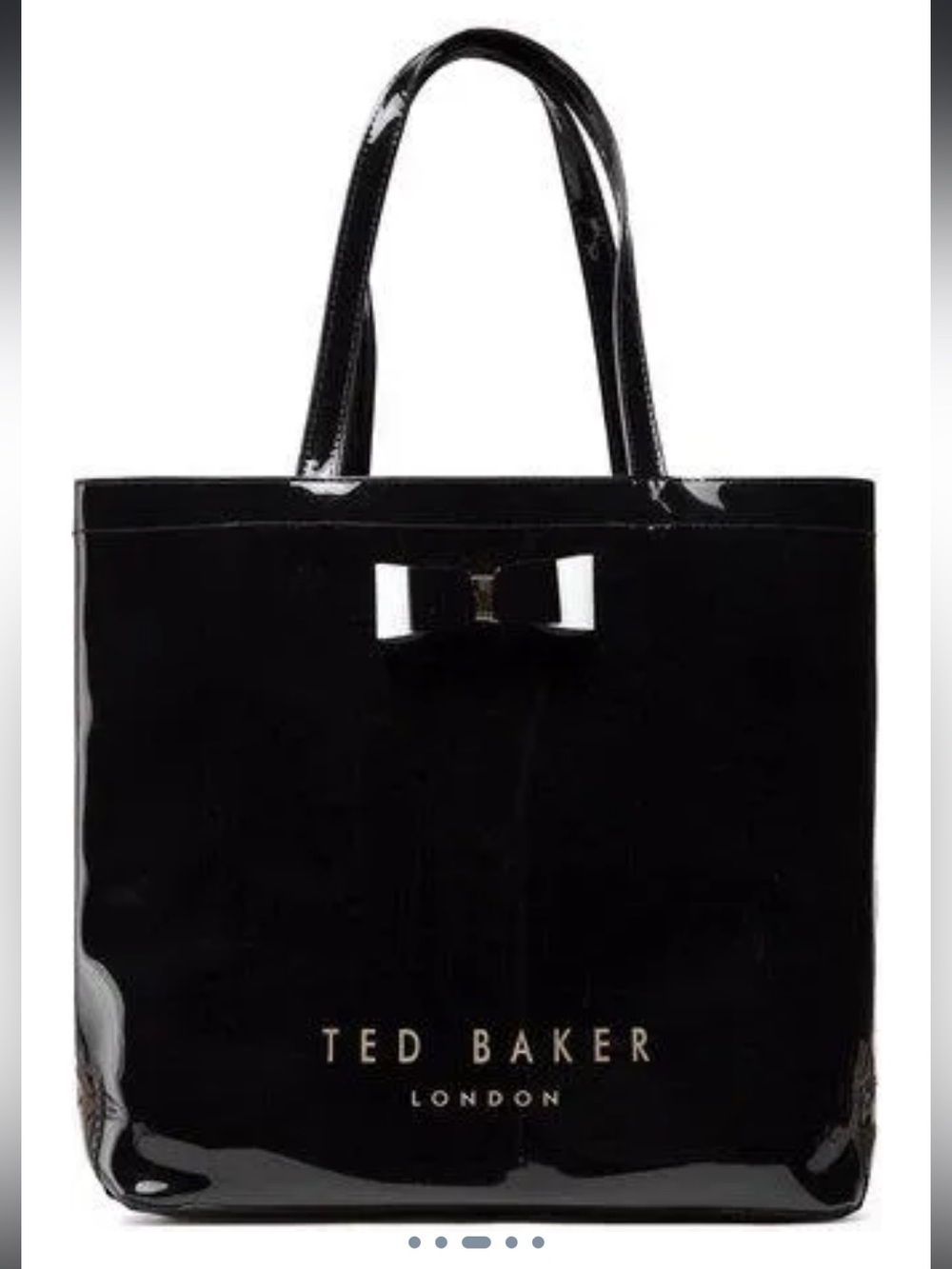 Ted Baker Black Patent Tote with Signature Bow